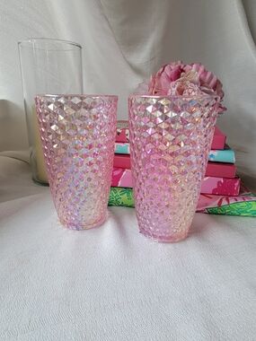 Pink Iridescent Textured Tumbler Set of 2